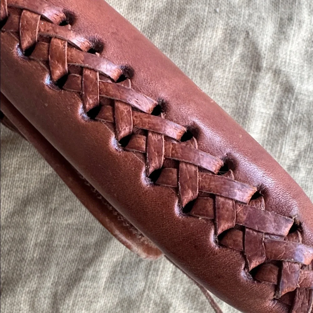 Vintage Brown Leather Handmade Joy Bag Woven Unisex Crossbody messenger Boho